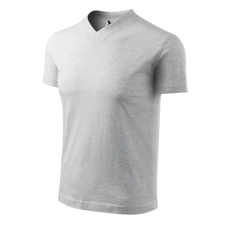 V-neck póló unisex világosszürke melírozott S