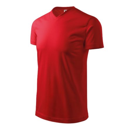 Heavy V-neck póló unisex piros 3XL