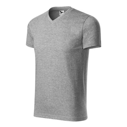 Heavy V-neck póló unisex sötétszürke melírozott S