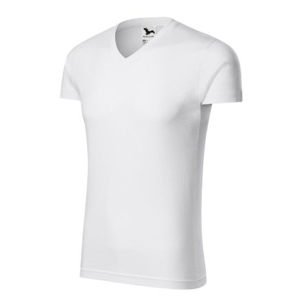 Logózott férfi póló Slim Fit V-neck