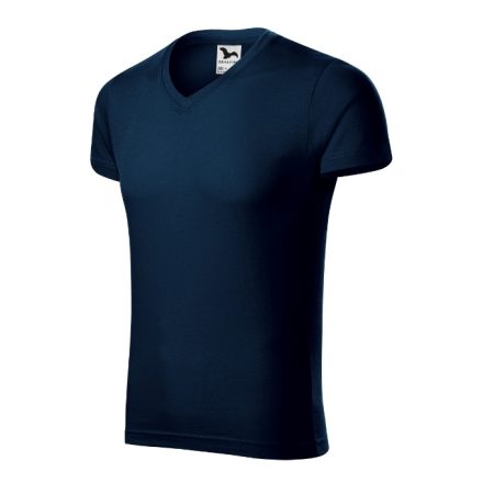 Slim Fit V-neck póló férfi tengerészkék M