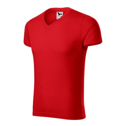 Slim Fit V-neck póló férfi piros M