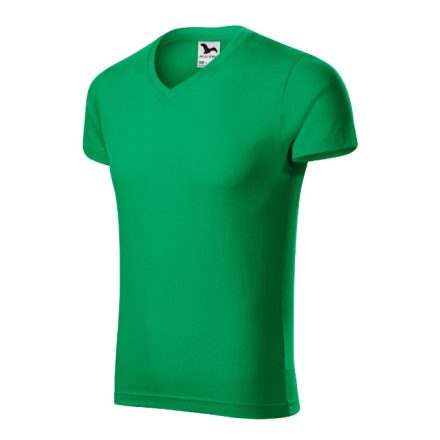 Slim Fit V-neck póló férfi fűzöld L