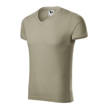 Slim Fit V-neck póló férfi világos khaki M