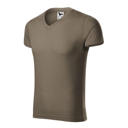 Logózott férfi póló Slim Fit V-neck