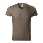 Logózott férfi póló Slim Fit V-neck