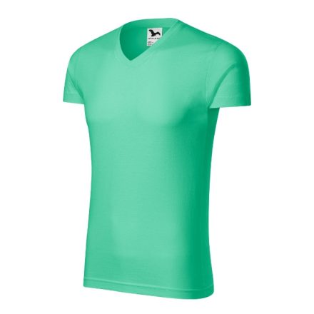 Logózott férfi póló Slim Fit V-neck