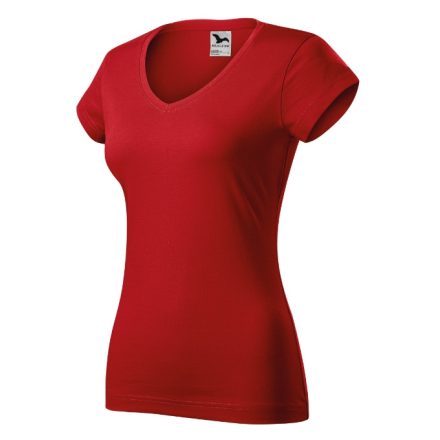 Fit V-neck póló női piros M