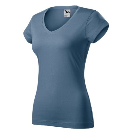 Fit V-neck póló női farmerkék S