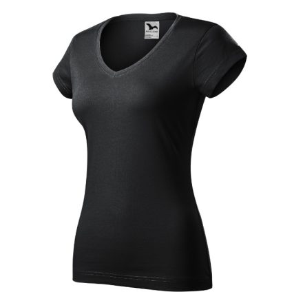 Fit V-neck póló női ébenszürke S