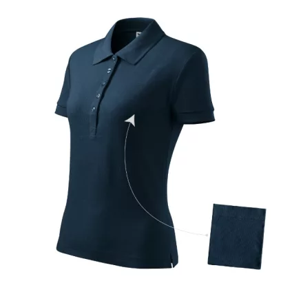 Logózott galléros női póló Cotton