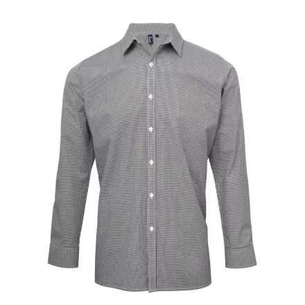 Premier PR220 MEN'S LONG SLEEVE GINGHAM COTTON MICROCHECK SHIRT S