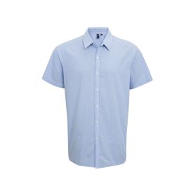   Premier PR221 MEN'S SHORT SLEEVE GINGHAM COTTON MICROCHECK SHIRT XS