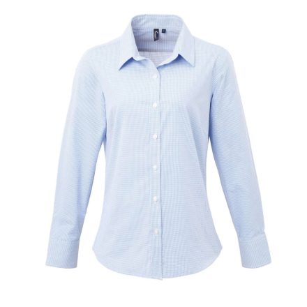 Premier PR320 WOMEN'S LONG SLEEVE GINGHAM MICROCHECK SHIRT M