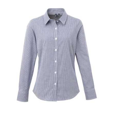 Premier PR320 WOMEN'S LONG SLEEVE GINGHAM MICROCHECK SHIRT M