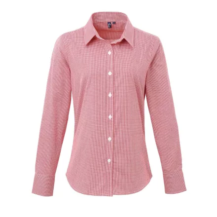 Premier PR320 WOMEN'S LONG SLEEVE GINGHAM MICROCHECK SHIRT XL