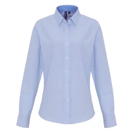 Premier PR338 WOMEN'S COTTON RICH OXFORD STRIPES SHIRT L